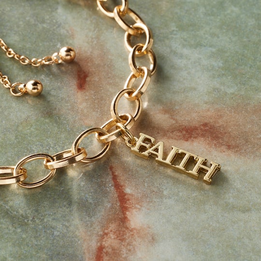 12 Pack: 14K Gold Plated Faith Charm by Bead Landing™